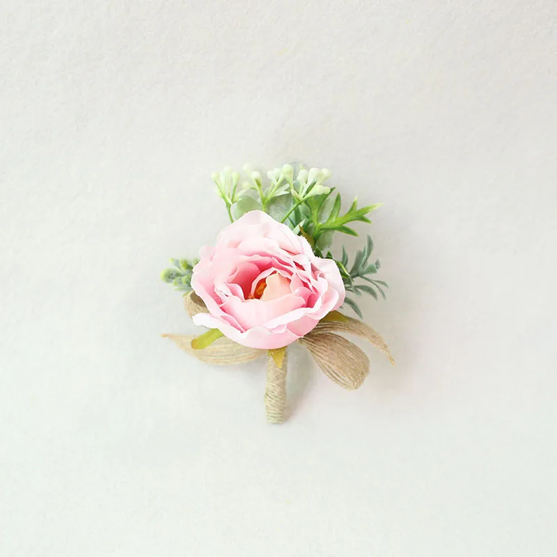 13       30022      pink roses silk corsages boutonnieres groom wedding corsage for men  (17)