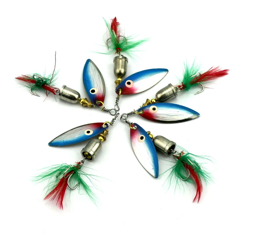 HENGJIA 50pcs 7.4G Spinner spoon Fishing Lures Trolling Laser sea