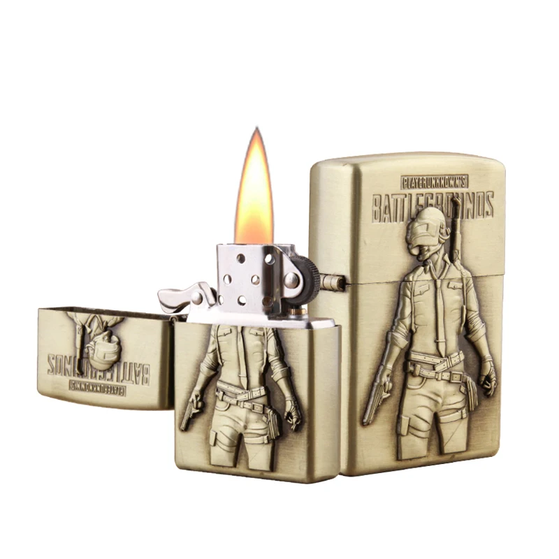 

JT6249A Metal vintage kerosene oil lighter with bronze relief warrior classic customized wholesale lighter