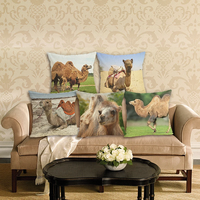 New Home Decor Camel HD Printed Cushion Cover Linen Pillowcase