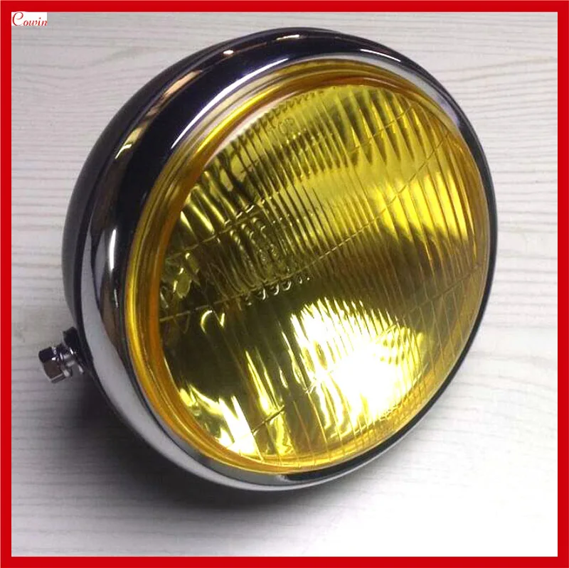 Vehtrkacntol 12v Yellow Glass 5.5 Inch Atv Motorcycle Headlight Vintage Front Light For Harley