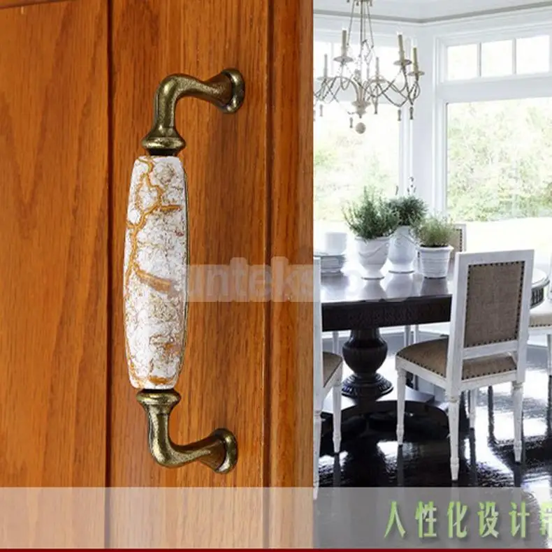 

144mm Marbling Ceramic Cabinet Wardrobe Retro Drawer Pull Handle Free Shipping