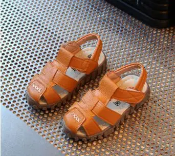 MHYONS/ г. Новая летняя обувь сандалии из мягкой кожи для мальчиков летние ботинки для малышей мягкие кожаные пляжные сандалии для мальчиков - Цвет: Коричневый