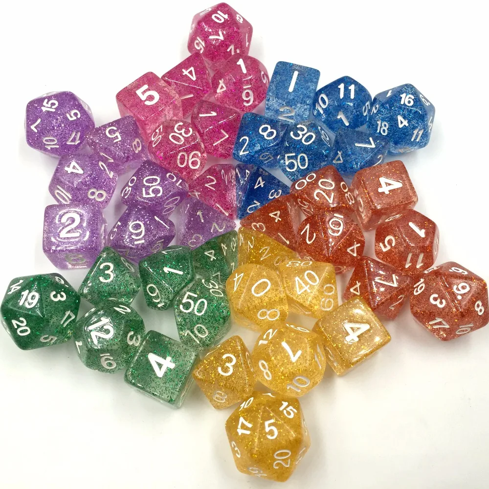 

Rollooo Glitter Rpg dice D4 D6 D8 D10 D% D12 and D20 7Pcs/Set