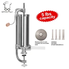5 £ hand betrieben hause wurst fleisch stuffer edelstahl manuelle vertikale wurstfüllmaschine küche werkzeug wursthersteller