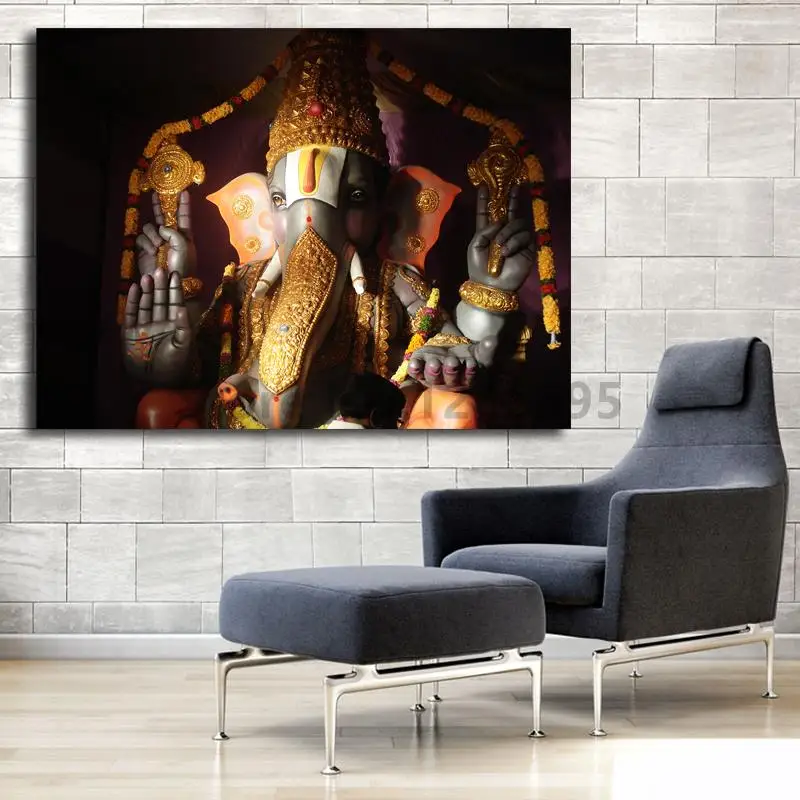 Lord Ganesha Indian God HD Wallpaper Canvas Painting Print ...