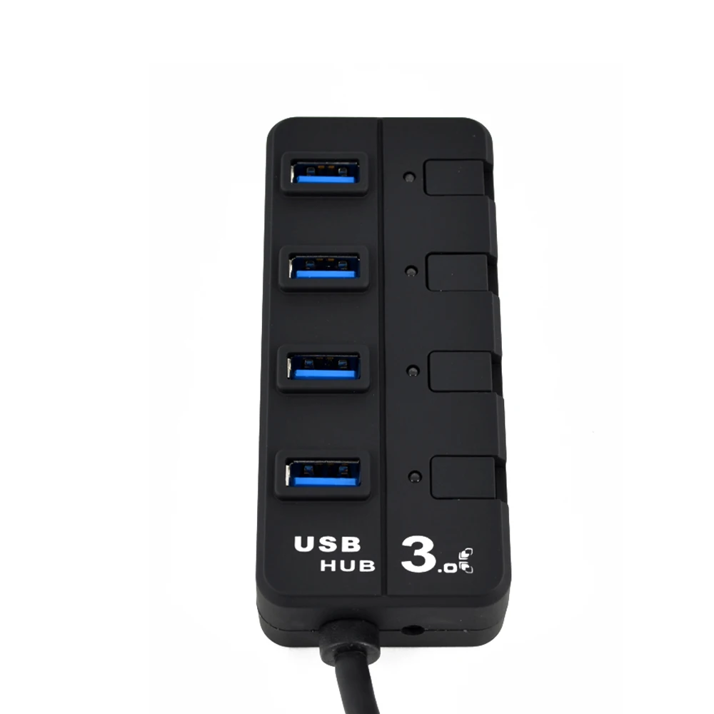 USB 3,0 концентратор, Leadzoe оснащено индивидуальными переключателями 4 Порты и разъёмы док-станция USB 3,0 разветвитель для портативных ПК компьютер