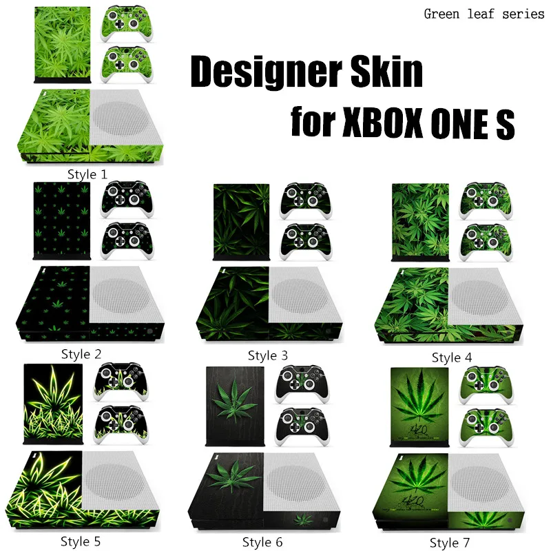 3 шт./компл. консоль+ кожаная наклейка на контроллер для xbox one S Green Leaf limited edition игровая наклейка на кожу наклейка консоль контроллер