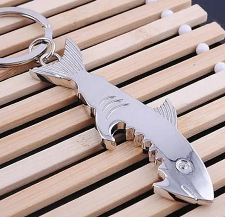 

Fast shipping Shark Shaped Bottle Opener Keychain Zinc alloy Key Ring Beer Bottle Opener 100pcs/lot
