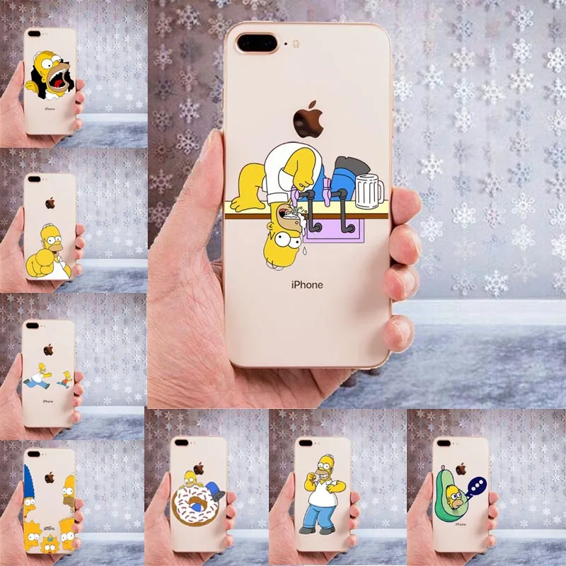Мягкий чехол LISHE The Simpson из ТПУ для iPhone 11 11Pro 5 5S SE 6 XS Max 7 8 Plus XR Fundas прозрачный