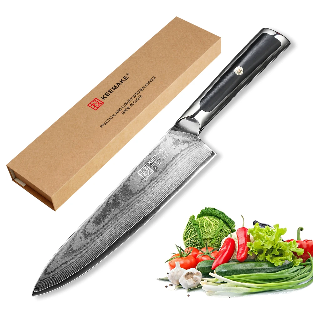 KEEMAKE Kitchen Knives 8 inch Chef Knife Japanese Damascus VG10 Steel