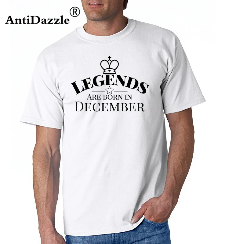 Antidazzle Legends are Born in December Fashion Summer Men's T-shirt Tees Tops Round Neck Cute Casual Male O-neck | Мужская одежда