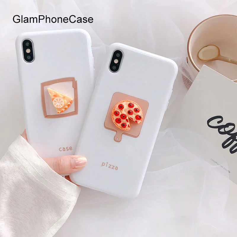 

GlamPhoneCase Three-dimensional Pizza Cake Phone Case For iPhone X XS Max XR Soft Silicone Cover For iPhone 7 8 6 6s Plus Case