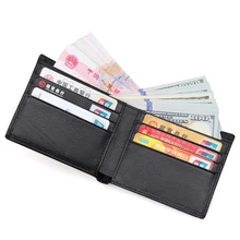 WERICHEST Black Genuine Leather Men’s Wallet Slim Bifold RFID Wallets Short Card Holder Short Purse RFID Blocking Wallet Men