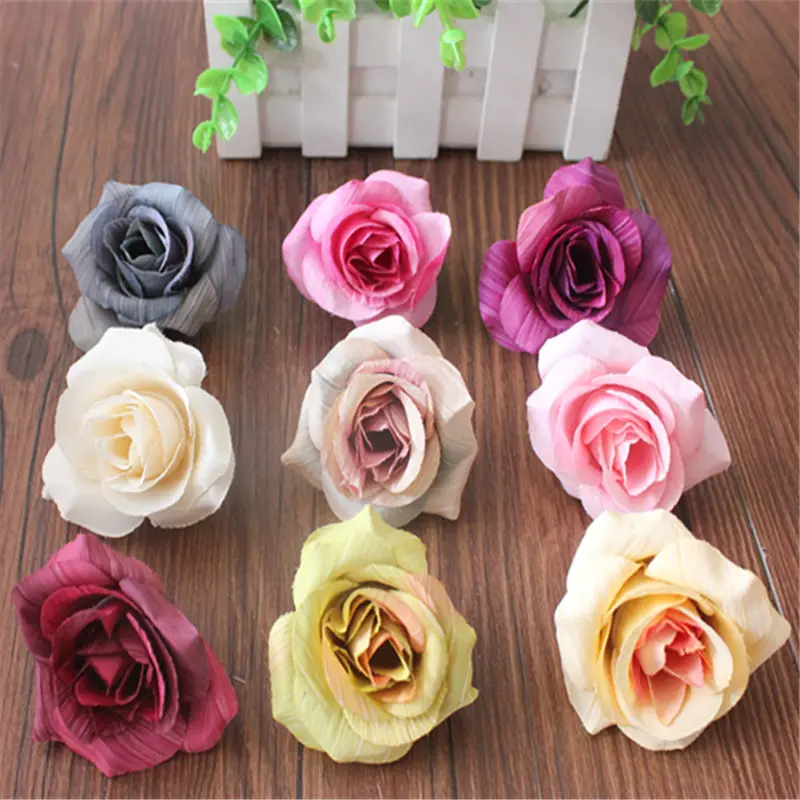 6*2CM Head,50PCS Artificial Silk Flowers Fake Roses Heads,Small Eternal