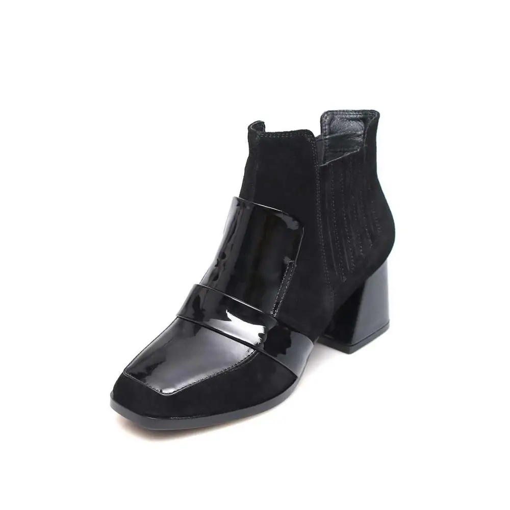 Suede Angle Boots 2017 Winter Genuine Leather Squa