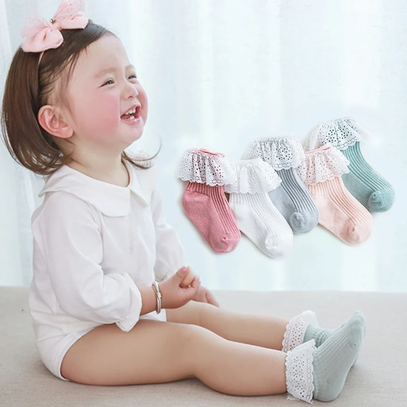 

Baby girl socks Spring mesh pearl lace socks cotton tube girls socks baby thin cotton short Newborn princess accessories