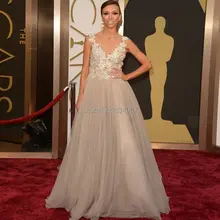 Champagner tüll a line abend-partei-kleid funken perlen appliques 2017 v neck lange frauen abendkleider abendkleid vestidos
