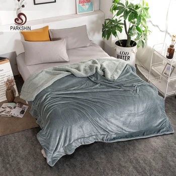 

Parkshin 1PCS Gray Throw Fleece Blanket Bed Cover On The Sofa Children Adult Double Size Winter Flannel Blanket