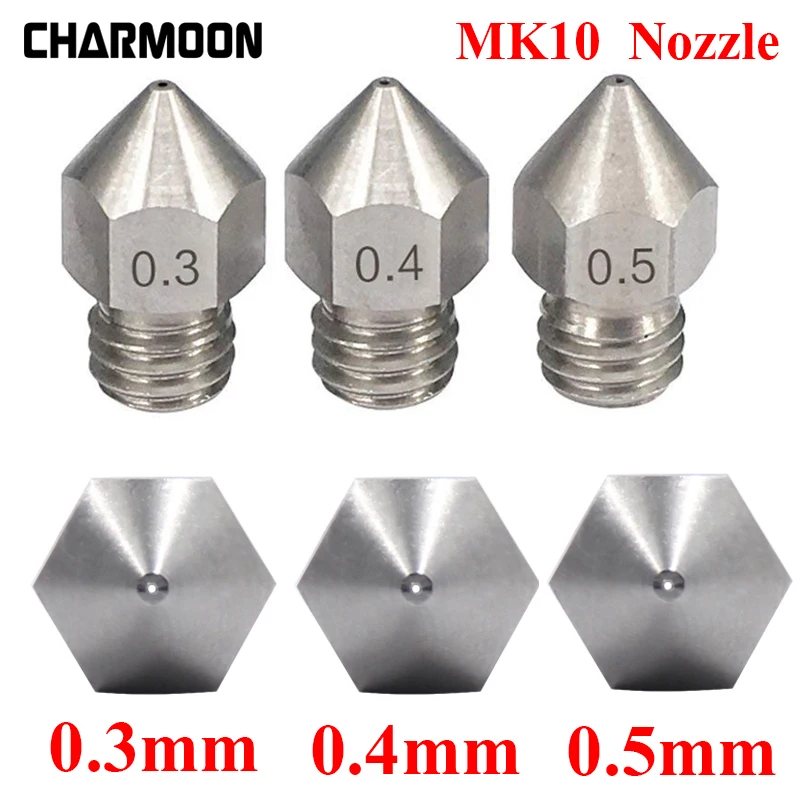 1 шт. MK10 нержавеющая сталь 0,2 мм 0,3 мм 0,4 мм 0,6 мм 0,8 мм медная M7 Резьбовая часть для экструзии 1,75 мм нить 3D принты часть