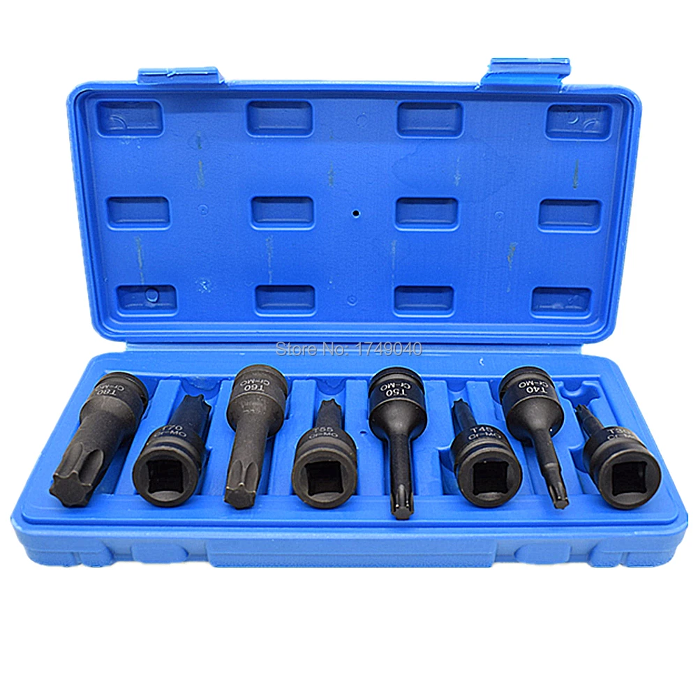 8 шт. ударный Torx Star Bit Socket Set T30 T40 T45 T50 T55 T60 T70 T80 CR MO Отвертка Гнездо 1/2 &quotКвадратный