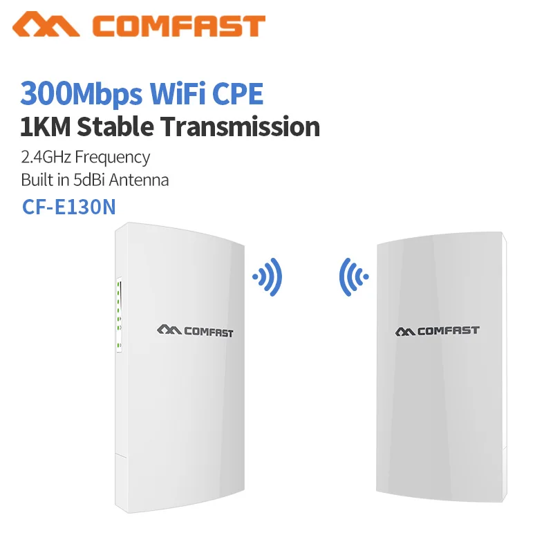 Comfast CF E130N беспроводная наружная CPE AP 1 км дальность 2 4 ГГц 300Mbs 5dBi антенна