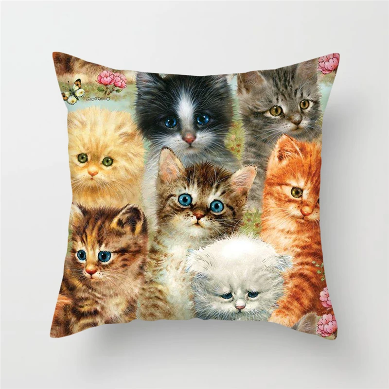 buy Fuwatacchi Cute Animals Cushion Covers Cats Dog Farm Life Views Pillow Covers for Home Chair Sofa Decor Flowers Pillowcases