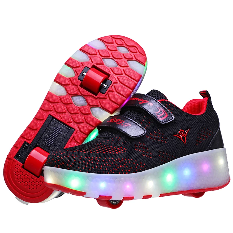 Heelys 2019 Новый USB зарядка светодиодный Красочные Дети Мода кроссовки с два колеса