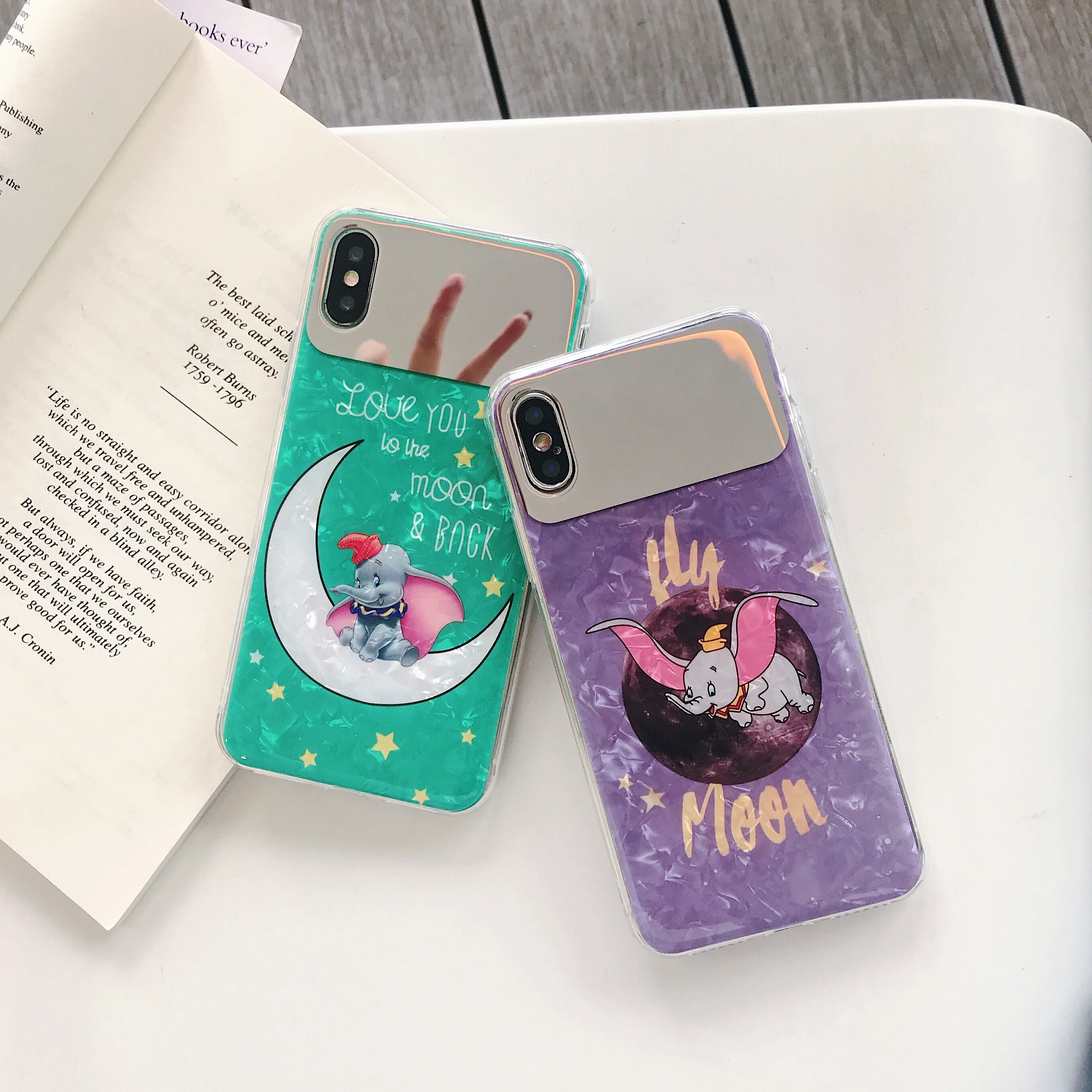 

FastDeng Fashion Dumbo Sea Shell Phone Cases for iPhone X XS XR XSMax case Luxury mirror cover for iPhone 6 6s 7 8 plus case