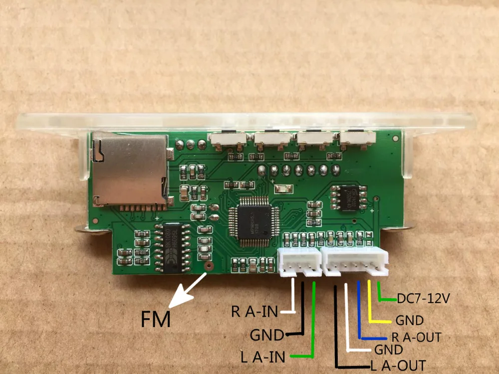 7-12 в MP3 аудио декодер доска Цифровой с TF FM радио USB