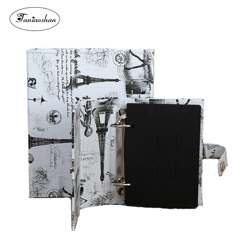 

Portable Jewelry Storage Box Leather Stud Earrings Collection Jewelry Book 2 Sizes Black Page Jewelry Case For Girls