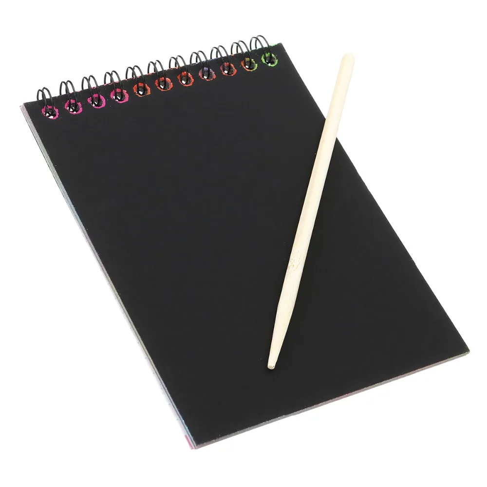 Drawing Paper DIY Painting Educational Toys For Children New Fun Doodling Scratch Kids Christmas Colorful Black With Wood Stick
