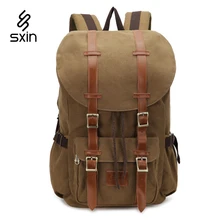 Vintage Leather Canvas Men Bags School Satchel for Men Backpack Casual Unisex Laptop Travel Bag Girl Military Laptop Bag 8192