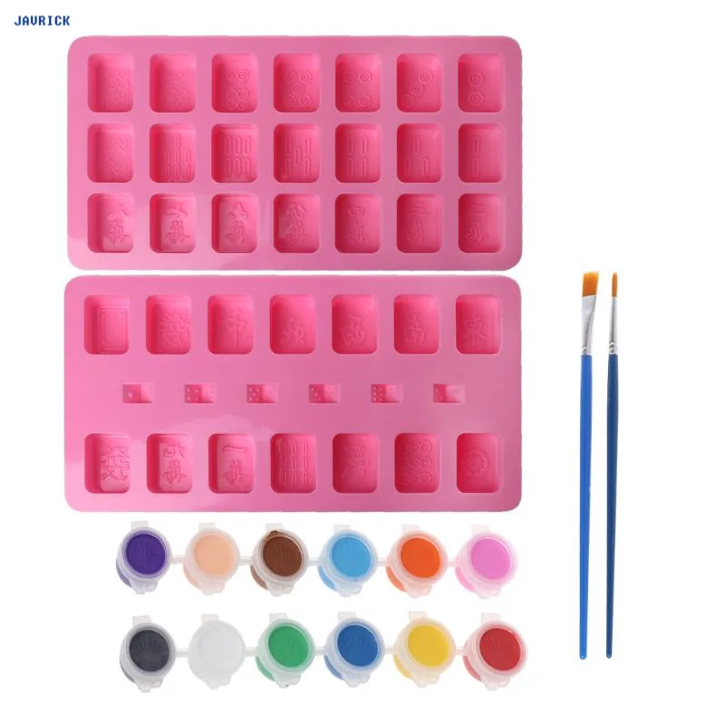 

NTTHNCF Chinese Mahjong Chocolate Ice Cube Soap Candy Jewelry Mold Silicone Cake Decor