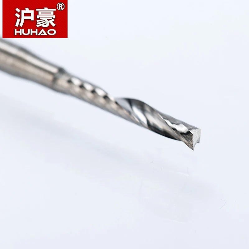 HUHAO 1PC 3.175mm Single Flute Spiral router bits CNC end mill For MDF Tungsten Carbide Milling Cutter tugster steel cnc tools|cnc mill|end