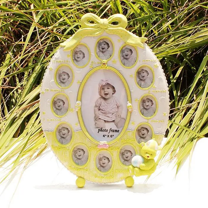 High Quality Resin Baby Boy Year Green Monthly Photo Frame Creative Birthday Gift Baby Growing Up Memory Frame Hot!