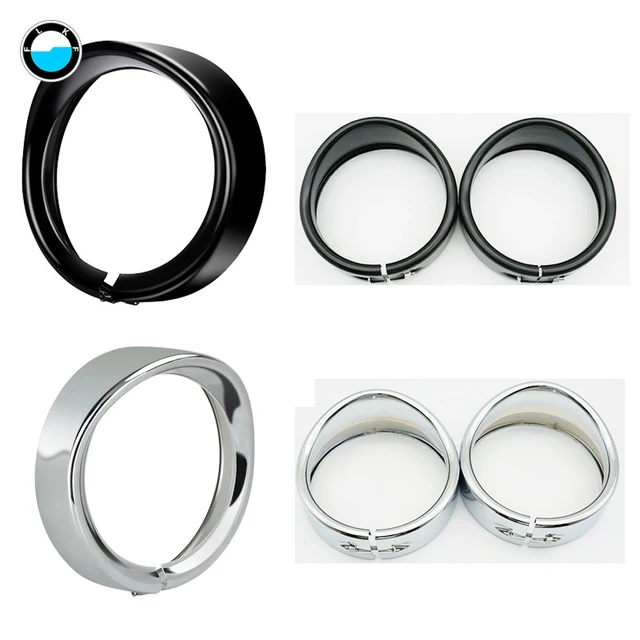 Black /chrome 7 inch Motorcycle Led Headlights Trim Ring +4.5 inch Fog Pasing Light Trim Ring