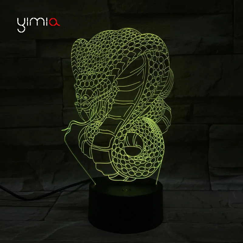 

YIMIA Snake 3D Illusion 7 Colors Changeing Lamp Acrylic Remote LED Night Light Micro USB Table Desk Lamp Home Decor Lampe