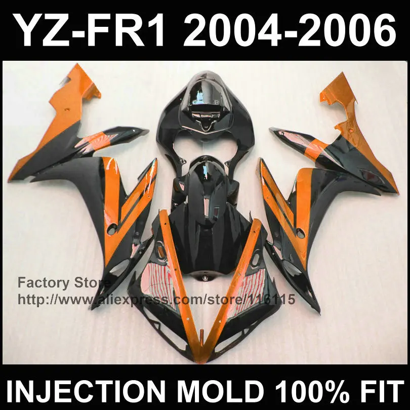 Оранжево черный обтекатель для YAMAHA YZF R1 2004 2005 2006 YZF1000 1 YZFR 04 05 06 полный Инжекционный