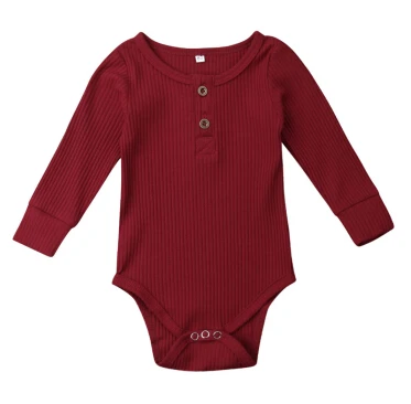8 видов цветов! Одежда для маленьких девочек от 0 до 24 месяцев базовый чистый цветной наряд хлопковый комбинезон с длинными рукавами детский однотонный комбинезон - Цвет: Красный
