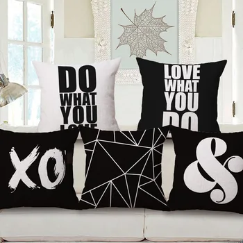 

Black and white geometric decorative throw pillow case cover square geometry cushion cover for sofa home capa de almofadas 45x45
