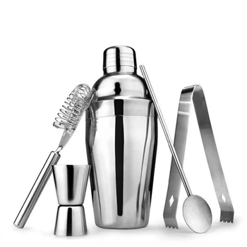 

Cocktail Shakers Set Ice Tong Stir Bar Stainless steel Bar Dull Polish Shaker Drink-ware Boston Mixing Set Bar Tool 5pcs/set