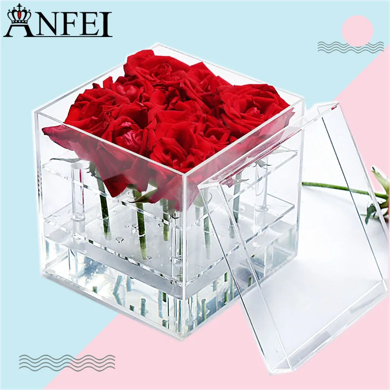 Anfei Jewelry дисплей Роза коробка для хранения цветок струй воды розы стеллаж подарочной упаковки цветы ювелирные изделия Интимные аксессуары