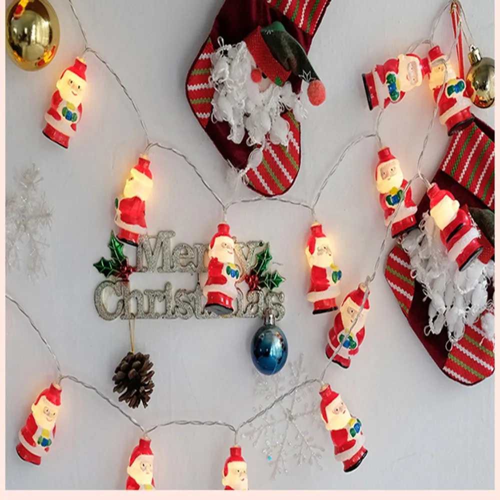 

Christmas Snowman Santa Claus Red Socks Style Fairy String Light Wall Window Garden Decoration Party DIY Flexible String Lamp