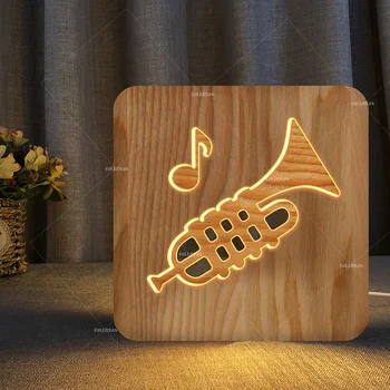 

Creative Coconut trees design wooden lamp lotus warm light USB power unique gift room lighting decor