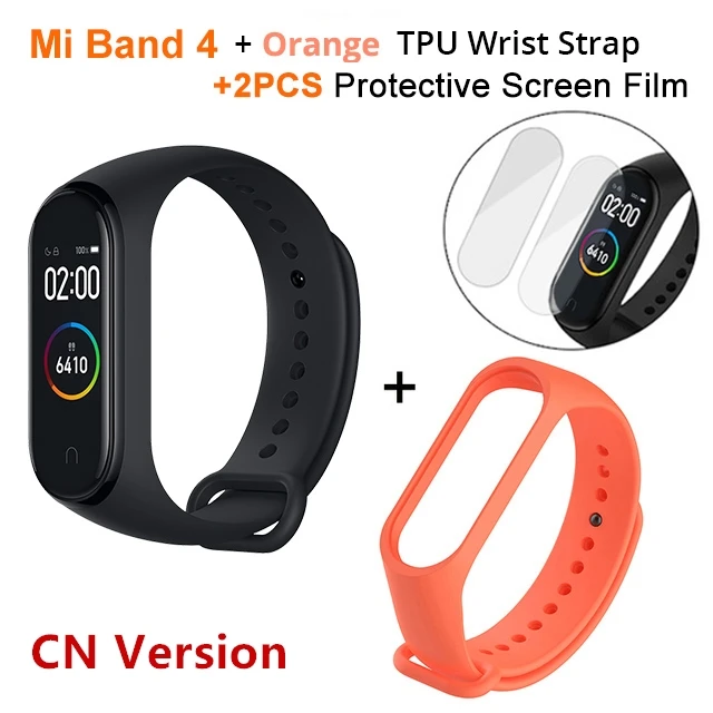 New Original Xiaomi Mi Band 4 Smart Color Screen Bracelet Heart Rate Fitness Bluetooth 5.0 Swimming Waterproof Sports Band - Color: MiBand4 N OrangStrap