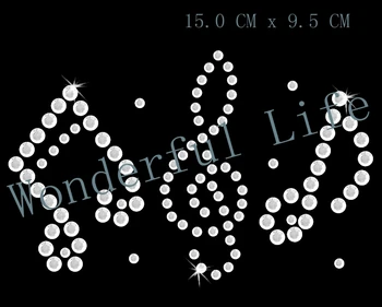 

Free shipping Musical Note Rhinestone Transfer IronOn Hotfix Gem TShirt Motif Crystal Design Image