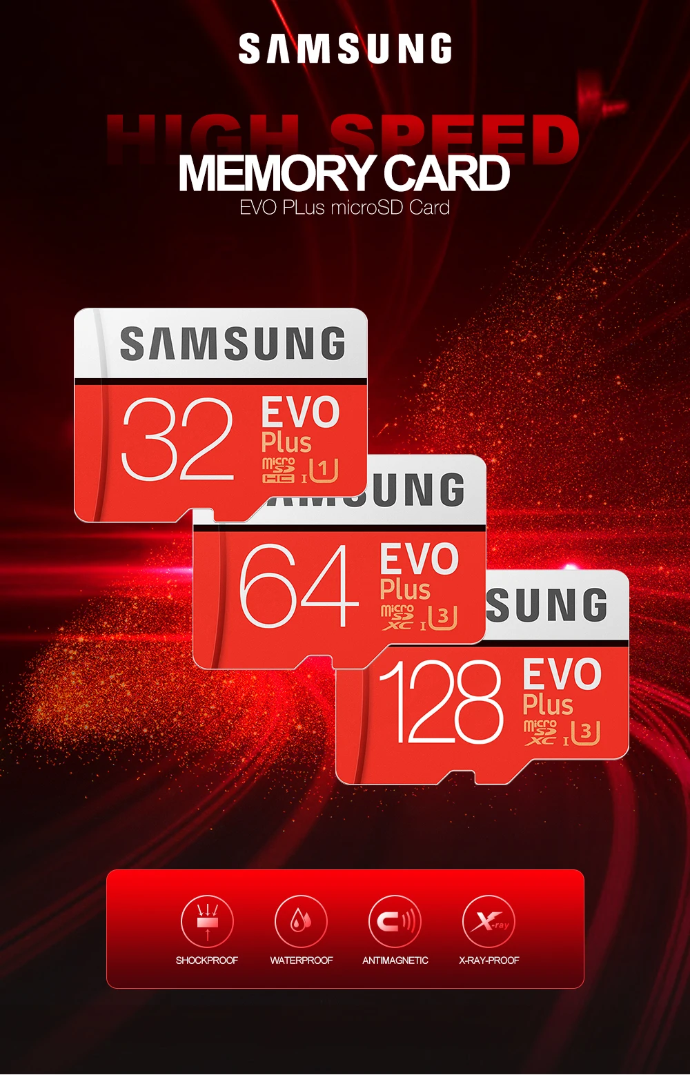 SAMSUNG EVO Plus карта памяти 32 Гб/SDHC 64 Гб/128 ГБ/256 ГБ высокоскоростная SDXC Micro SD TF карта класс 10 Microsd C10 UHS-1 карты