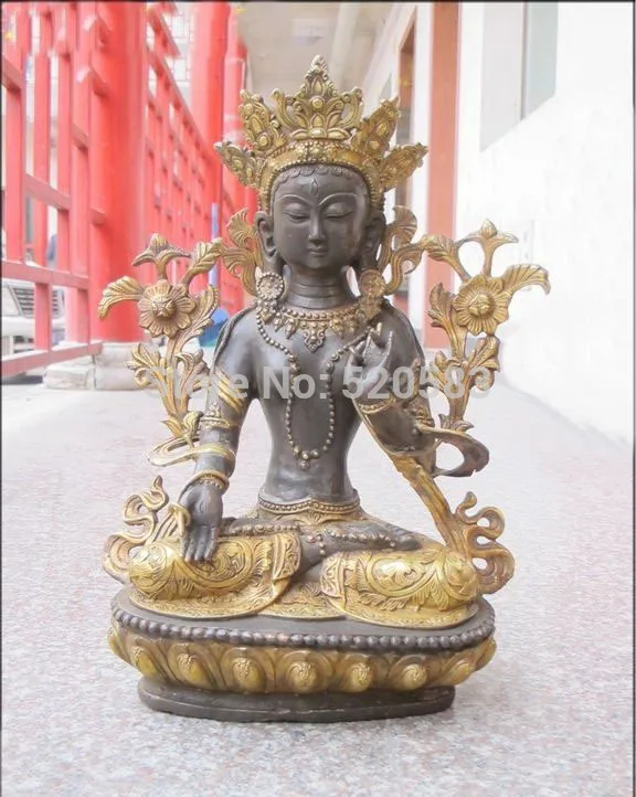 

15"Tibetan Bronze gild Seven eyes Tara kwan-yin Avalokiteshvara Quan yin