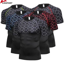 Для мужчин футболки сухой подходят колготки Фитнес Running футболки мужские короткий рукав тренажерный зал, спортивные футболки Костюмы Для мужчин s Спортивная облегающая куртка